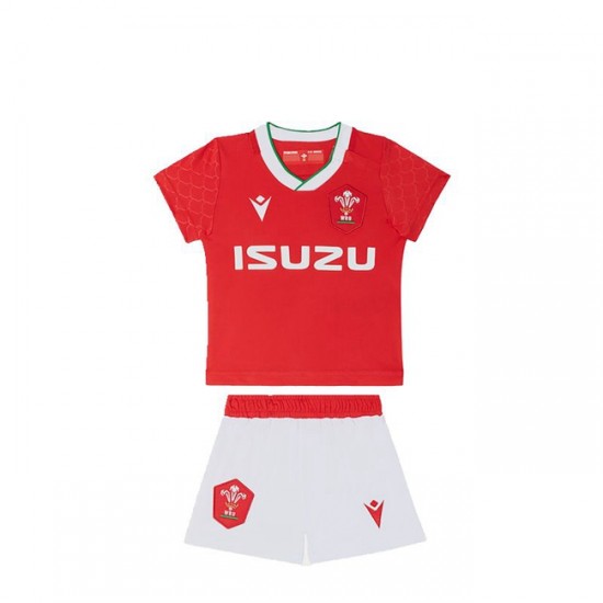 Camisola Galesa Rugby Criança Equipamento Primeiro 2020-2021 Manga Curta
